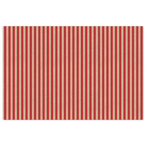 Red Candy Stripes Vintage Kraft Brown Christmas Tissue Paper