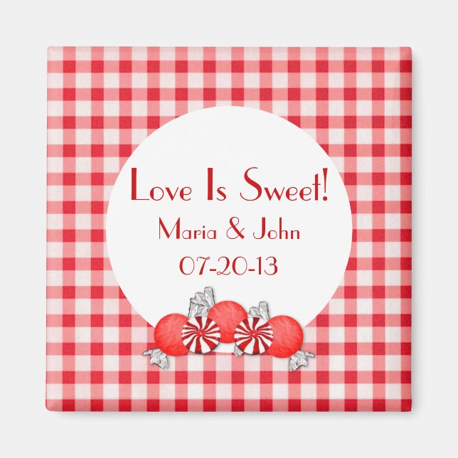 Red Candy Wedding Favor Magnet (Front)