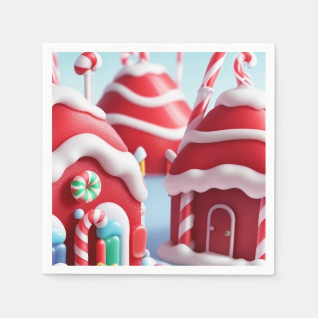 Red Candyland House - Paper Napkin (Front)