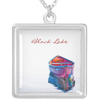 Red Canoe Custom Title Square Necklace