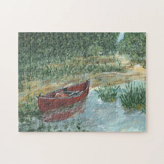 Red Canoe in Pump Slough Jigsaw Puzzle Zazzle