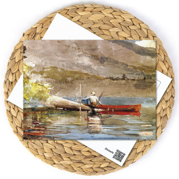Red Canoe Landscape Winslow Homer Postcard by mangomoonstudio at Zazzle