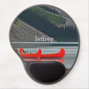 Red Canoes in Mountains Custom Gel Mousepad
