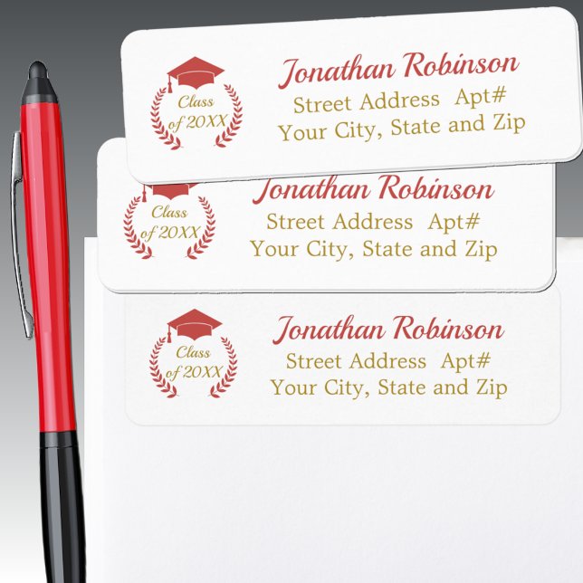 Red Cap and Laurel Graduation Label (Creator Uploaded)