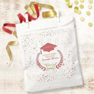 Red Cap and Laurel Graduation Party Favor Bag