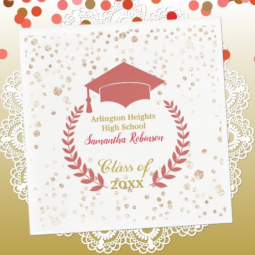 Red Cap and Laurel Graduation Party Napkins