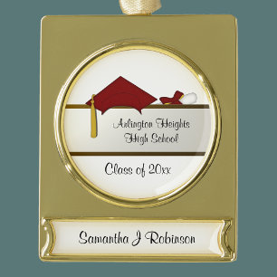 Red Cap Graduation Banner Ornament