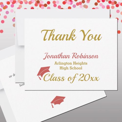 Red Cap Graduation Thank You Card