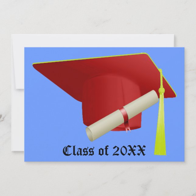 Red Cap High School College Graduation Invitation (Front)