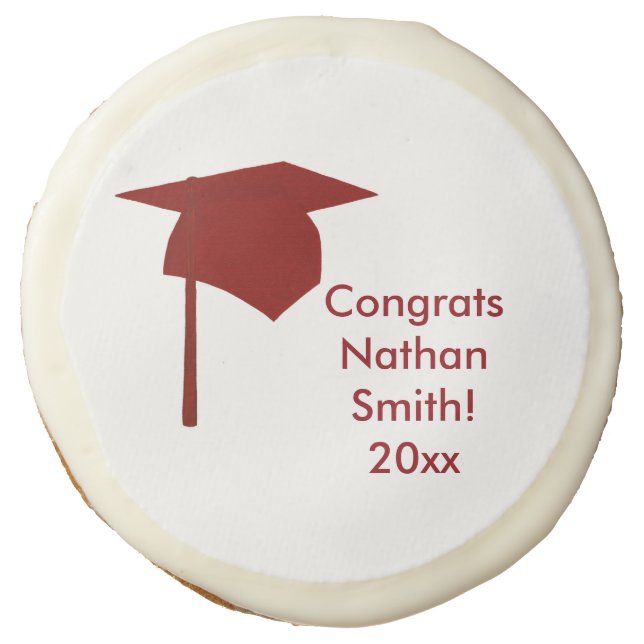 Red Cap Red Tassel Personalized Graduation Cookies (Front)