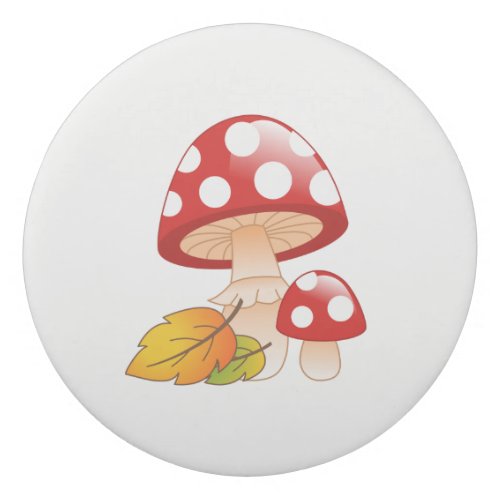 Red Cap Toadstool Mushrooms with Leaves Eraser