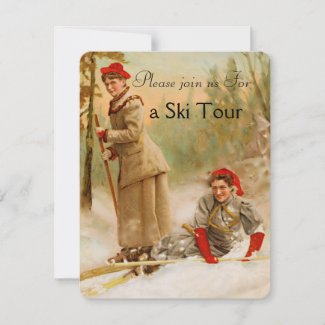 red cap women on a ski tour