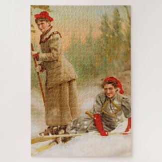 red cap women on a ski tour