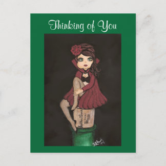Red Caped Quantum Cutie is Thinking of You Postcard