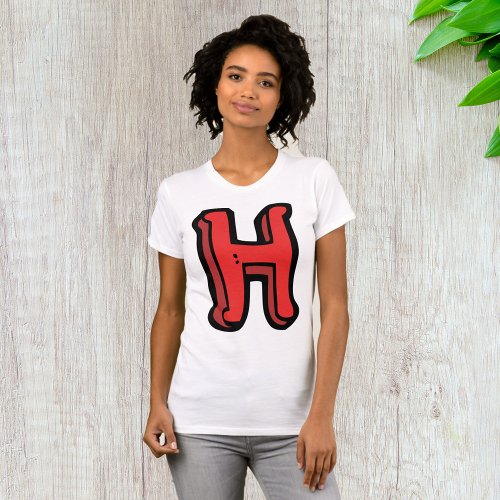 Red Capital Letter H Womens T_Shirt