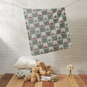 Red Car & Airplane Blanket Cute Vehicle Pattern