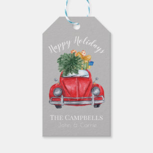 Red Car and Christmas Tree Gift Tags