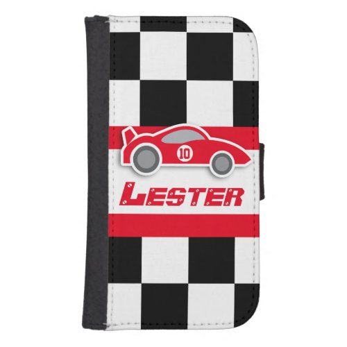 Red car auto sport name and number boys flap case