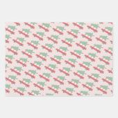 Red Car Christmas Tree Candy Pattern Pink Holiday Wrapping Paper Sheets (Front)