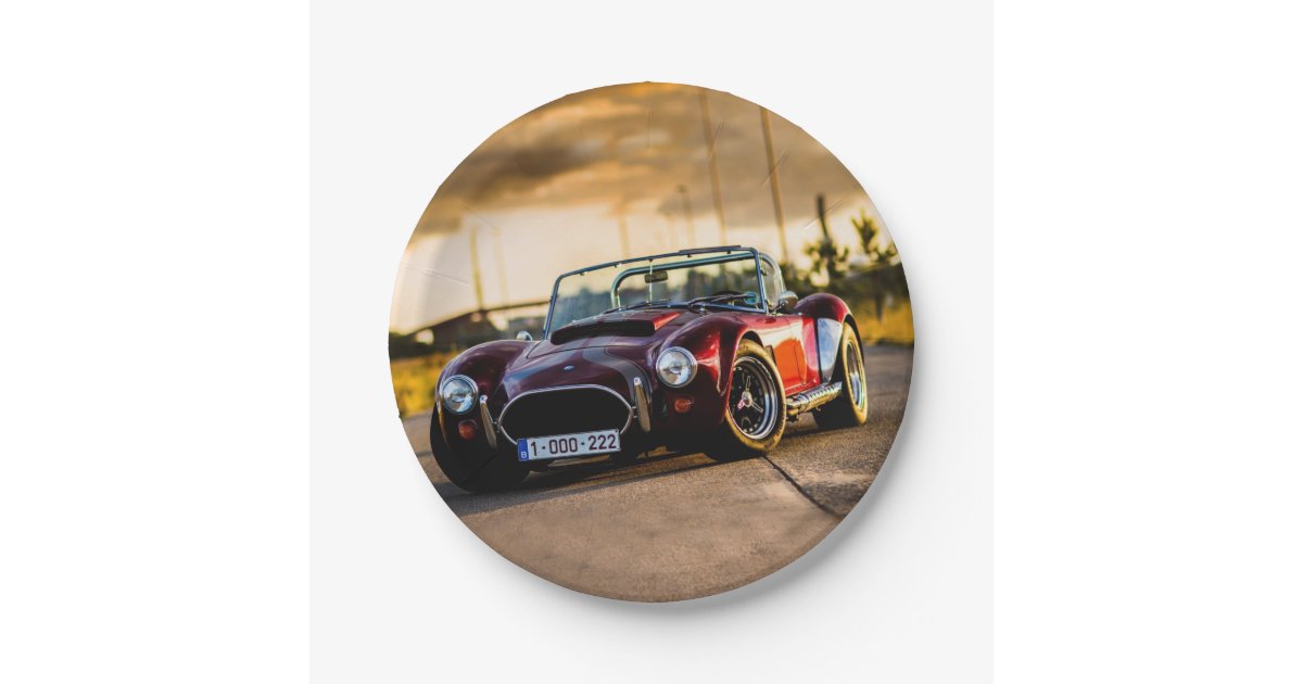 Red car.Classic car Paper Plates