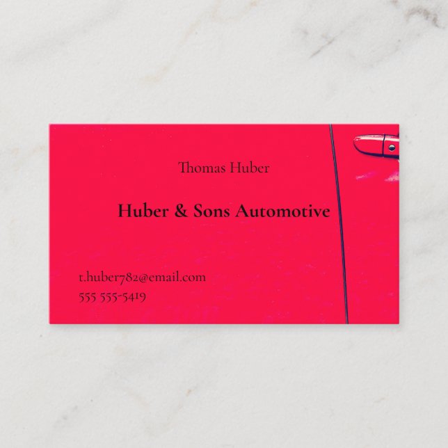 Red car door business card (Front)