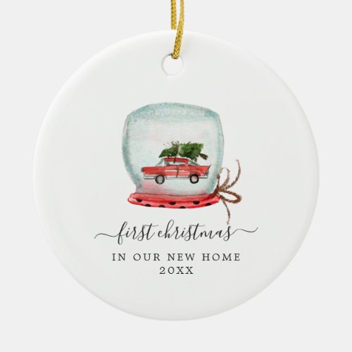 Red Car  First Christmas New Home Ceramic Ornament