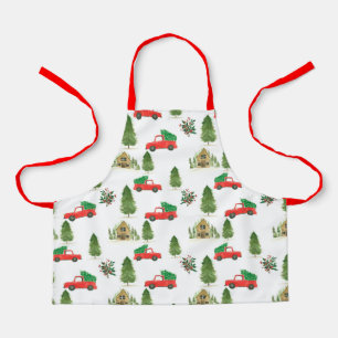 Red Car Holiday Pattern All-Over Print Apron