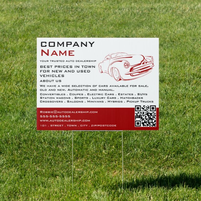 Red Car Logo, Auto Dealership Advertising Sign (Insitu)