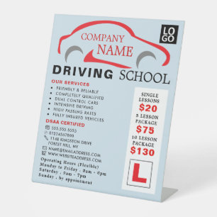 Red Car Logo, Driving School, Instructor Advert Pedestal Sign