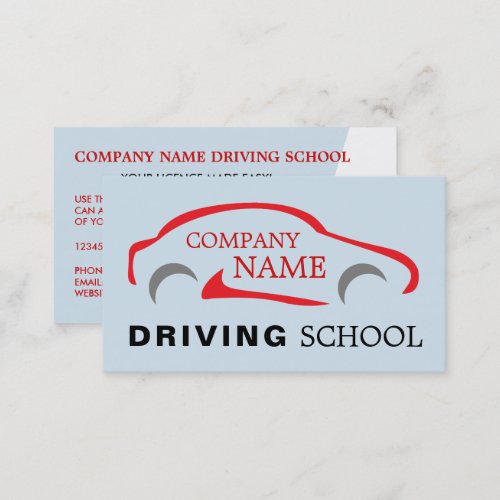 Red Car Logo Driving School Instructor Business Card