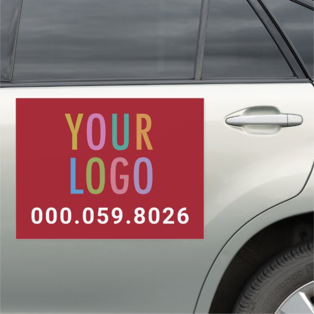 Red Car Magnet Custom Company Logo Business Sign (In Situ)