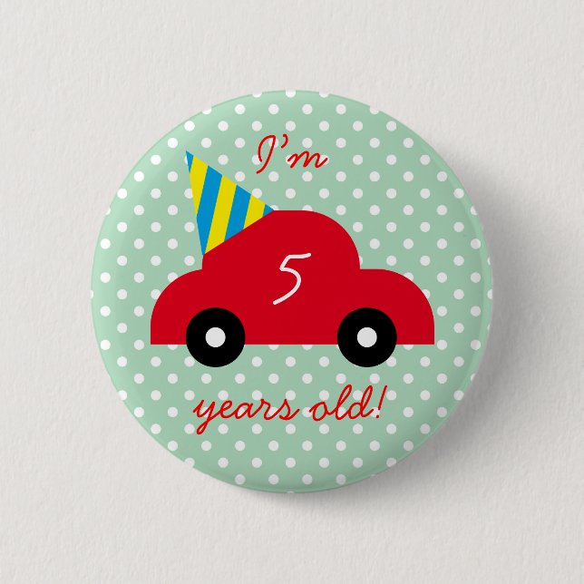 Red Car Pinback Button (Front)