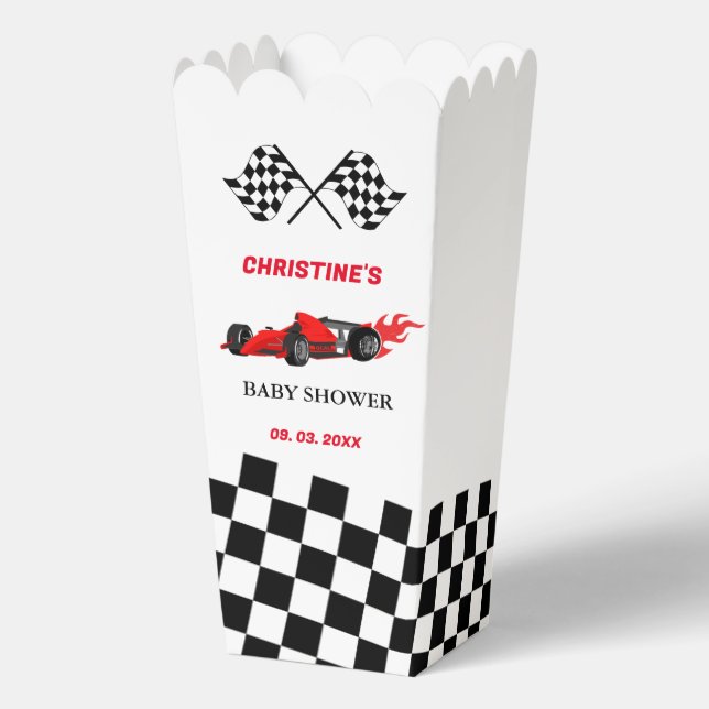 Red Car Race  Baby shower Favor Boxes (Back)