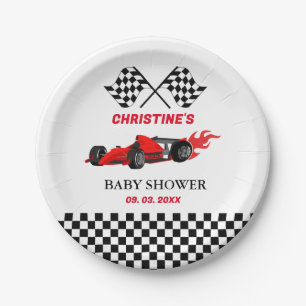 Red Car Race Baby shower Paper Plates