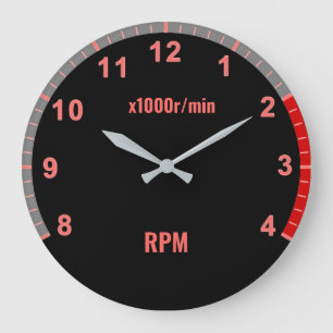 Red Car Tachometer Clock for Auto Mechanic Garage