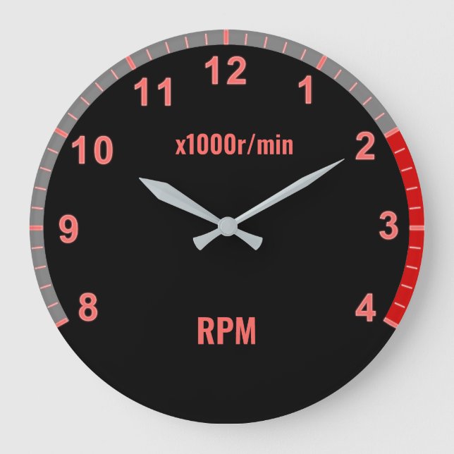 Red Car Tachometer Clock for Auto Mechanic Garage (Front)