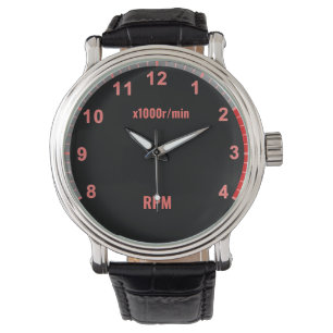 Red Car Tachometer Clock for Auto Mechanic Garage Watch