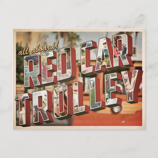 red car trolley. postcard (Front)