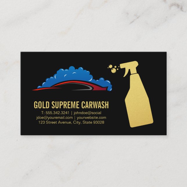 Red Car Water Bubble Splash | Auto Service  Business Card (Front)