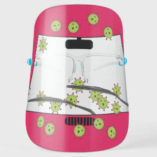 Red Car Windshield with Germs Face Shield