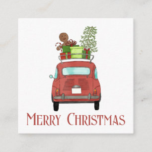 Red car with Christmas gifts   Holiday Card