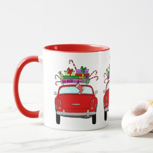 Red Car with Christmas Gifts Mug