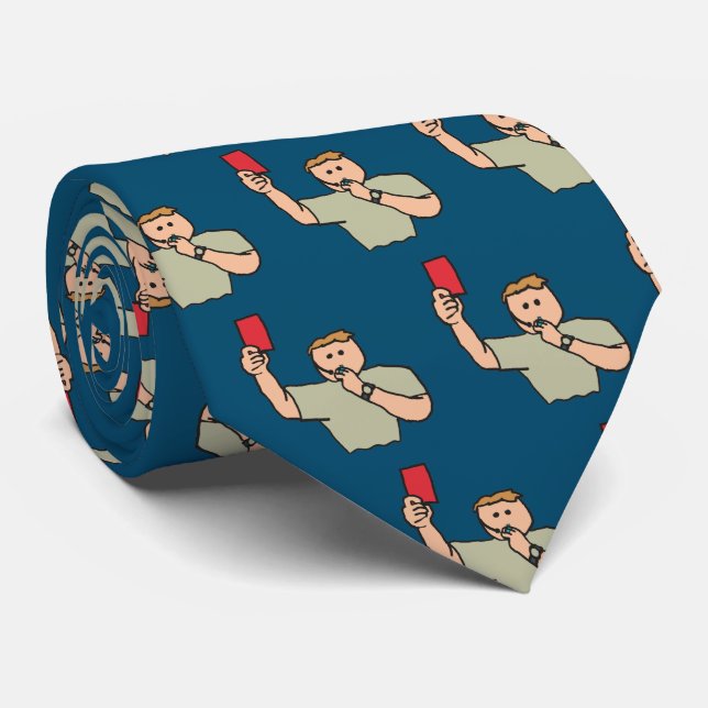 Red Card Football Referee Neck Tie (Rolled)