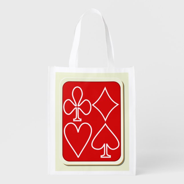 Red Card Suit Reusable Grocery Bag (Front)
