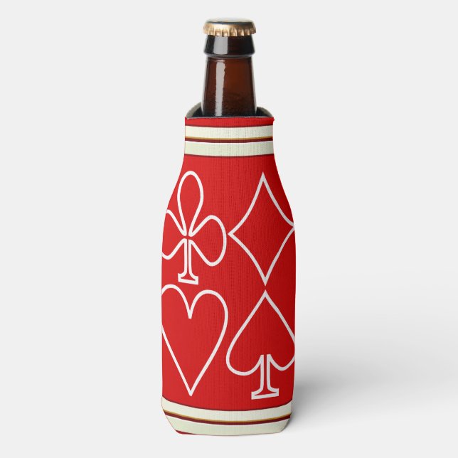 Red Card Suits Bottle Cooler (Bottle Front)