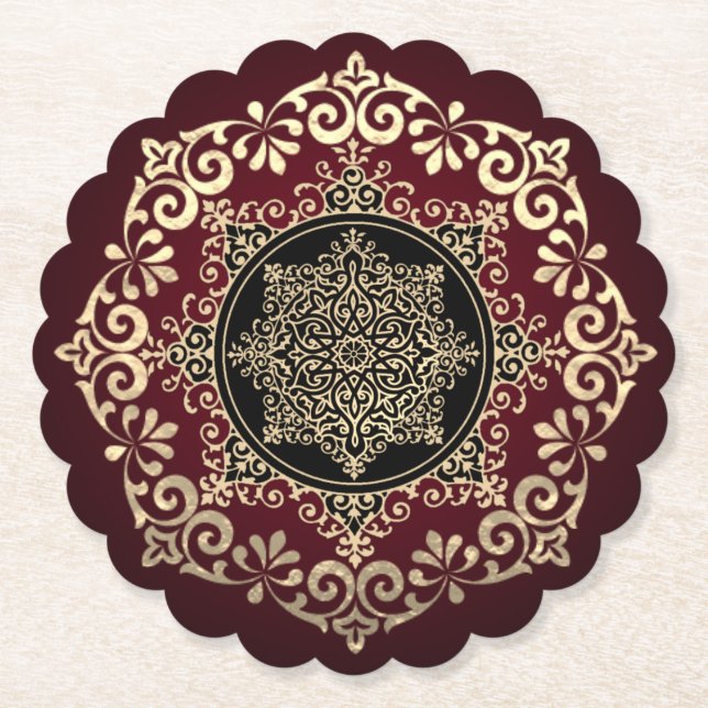 Red cardboard boxes with decoration paper coaster (Front)