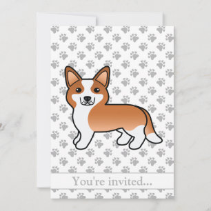 Red Cardigan Welsh Corgi Dog Birthday Party Invitation