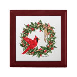 Red Cardinal and Christmas Wreath Gift Box