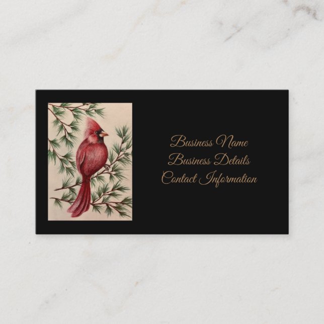 Red Cardinal and pines Business Card (Front)