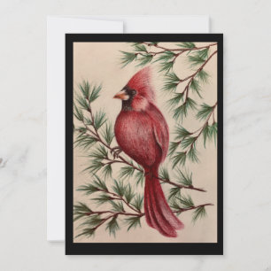 Red Cardinal and Pines Thank You Card